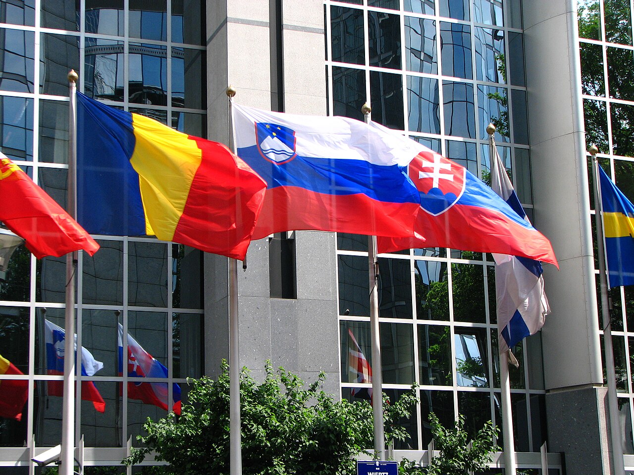 European flags Brussels